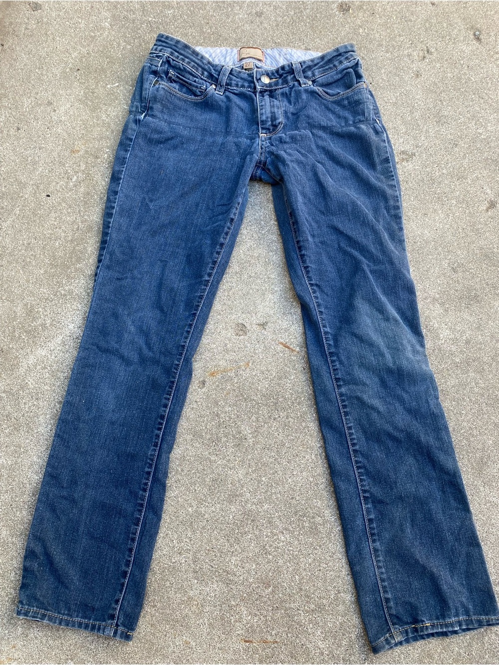 PAIGE Blue Denim Low Rise Straight Leg Jeans Medium Wash Women’s Size 27